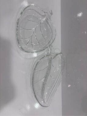 Glass Leaf Serving Plate Set (2)
